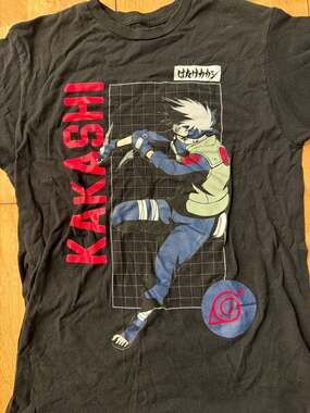 Naruto Shippuden Kakashi Hatake Graphic T-Shirt Black Men's Size Medium
